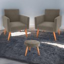 Ver imagem 1 de Conjunto Poltronas e Puff Anari Veludo Cappuccino