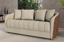 Ver imagem 1 de Sofá Living 186cm Linho Bege Caramelo 3 Lugares com 4 Almofadas Abba