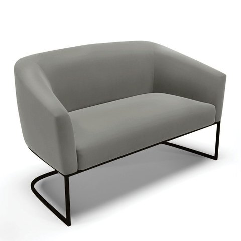 Sofá 2 Lugares Namoradeira Industrial Preto Stella Suede D03 - D'Rossi