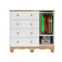 Ver imagem 2 de Comoda Infantil 1 Porta 4 Gavetas Bolinha - Moveis Peroba Amendoa/Branco