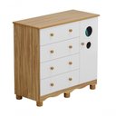 Ver imagem 1 de Comoda Infantil 1 Porta 4 Gavetas Bolinha - Moveis Peroba Amendoa/Branco