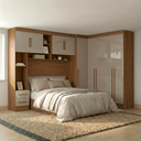 Ver imagem 1 de Guarda Roupa Casal Modulado 3 Peças 9 Portas 5 Gavetas com Cabeceira 100% MDF Smart Cinamomo/Capucci