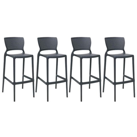 Jogo 4 Banquetas Altas 76cm para Bancada Balcão Bar Tramonti