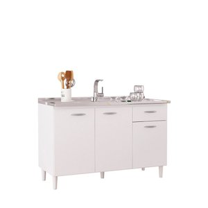 Balcão para Pia A435 120cm com 3 Portas 1 Gaveta Poquema