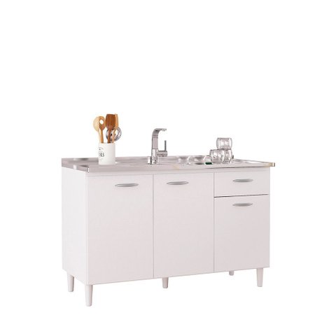 Balcão para Pia A435 120cm com 3 Portas 1 Gaveta Poquema