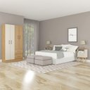 Ver imagem 1 de Kit Quarto Casal Guarda Roupa 2 Mesa Cabeceira Menu Móveis Carvalho