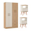 Ver imagem 2 de Kit Quarto Casal Guarda Roupa 2 Mesa Cabeceira Menu Móveis Carvalho