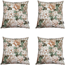 Ver imagem 4 de Kit 4 Capa de Almofada Impermeável Estampa Digital 100% Algodão 43CMX43CM:Havana - Flores Salmão e S