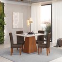 Ver imagem 1 de Mesa de Jantar Zoe 120x90cm Tampo em Vidro + 4 Cadeiras Viena Freijó/Veludo Moca Espresso Móveis