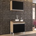 Ver imagem 2 de Armário Califórnia e Balcão Para Cooktop Flórida Cast/Preto - Lumil Lumil Móveis