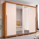 Ver imagem 1 de Guarda-roupa Casal Praticus Lux 2 Portas 4 Gavetas com Espelho 100% Mdf Freijó/off White - Caemmun