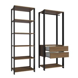 Guarda-roupa Closet Modulado Valencia 2 Gavetas 129cm Rustic/preto Madesa - 6
