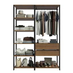 Guarda-roupa Closet Modulado Valencia 2 Gavetas 129cm Rustic/preto Madesa - 10