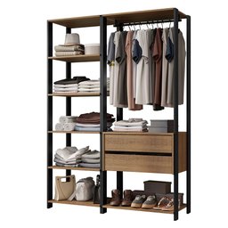 Guarda-roupa Closet Modulado Valencia 2 Gavetas 129cm Rustic/preto Madesa - 11