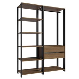 Guarda-roupa Closet Modulado Valencia 2 Gavetas 129cm Rustic/preto Madesa - 4