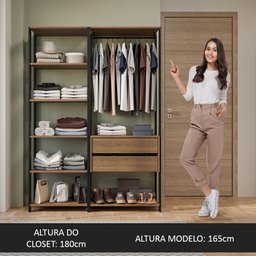 Guarda-roupa Closet Modulado Valencia 2 Gavetas 129cm Rustic/preto Madesa - 7
