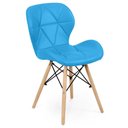 Ver imagem 2 de Kit 14 Cadeiras de Jantar Charles Eames Slim Wood Estofada - Azul