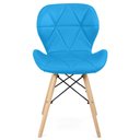 Ver imagem 3 de Kit 14 Cadeiras de Jantar Charles Eames Slim Wood Estofada - Azul