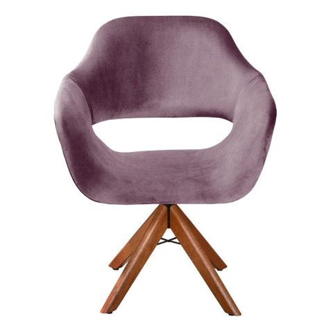 Poltrona Decorativa Zara Base Giratória - Veludo Roxo