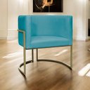 Ver imagem 2 de Poltrona Decorativa para Sala Recepção Luna Suede Base Ferro Champagne