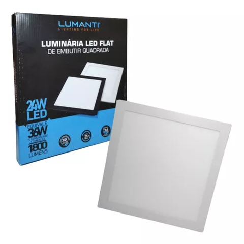 Lum. Painel Led Emb. Quadrado Branco 24w 6500k - Lumanti Lum. Painel Led Emb. Quadrado Branco 24w 65