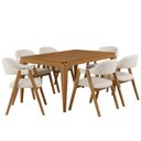 Ver imagem 2 de Mesa Retangular Claris 160cm Ypê N01 com 6 Cadeiras Nadja Linho Cru - Lyam Decor