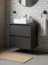 Ver imagem 1 de Gabinete para Banheiro com Cuba 60cm Mdf Grafite Dubai - On Móveis