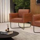 Ver imagem 1 de Poltrona Sala Decorativa Marisa Base X Industrial Preto Sintético Pu D03 - D’Rossi