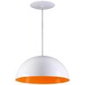 Pendente Meia Lua 40cm Luminária Alumínio Branco Textura C/ Laranja - T&T Iluminação - 1