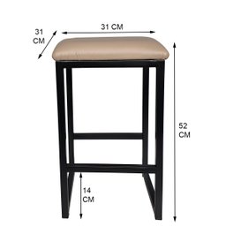 Banquetinha Puff Industrial Corino Creme Pés Em Ferro - 5
