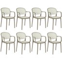 Ver imagem 1 de Kit 8 Cadeiras de Jantar Roma Prática com Braços para Sala e Cozinha - Branco/cinza Escuro