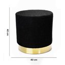 Ver imagem 6 de Puff Decorativo Redondo em Bouclê Preto com Detalhe Dourado na Base 40cm