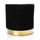 Ver imagem 3 de Puff Decorativo Redondo em Bouclê Preto com Detalhe Dourado na Base 40cm