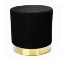 Ver imagem 1 de Puff Decorativo Redondo em Bouclê Preto com Detalhe Dourado na Base 40cm