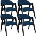 Ver imagem 1 de Kit 4 Cadeiras Sala de Jantar Estar Living Estofada Suran L02 Preto Suede Azul Marinho - Lyam Decor