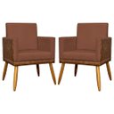 Ver imagem 1 de Kit 2 Poltronas Decorativas Lis Corino e Suede Cores Pé Palito 30cm