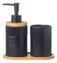Ver imagem 1 de Kit Banheiro Lavabo Bambu Dispenser Líquido Escova Pia / 354