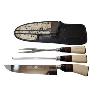 Conjunto Faca Chaira Garfão Três Listras Inox 9 Gaúcho Origi