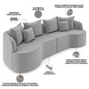 Ver imagem 4 de Sofá 4 Lugares Orgânico Sala de Estar Living 270cm Ekos K01 Veludo Cinza Claro - Lyam Decor