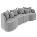 Ver imagem 1 de Sofá 4 Lugares Orgânico Sala de Estar Living 270cm Ekos K01 Veludo Cinza Claro - Lyam Decor