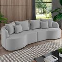 Ver imagem 2 de Sofá 4 Lugares Orgânico Sala de Estar Living 270cm Ekos K01 Veludo Cinza Claro - Lyam Decor