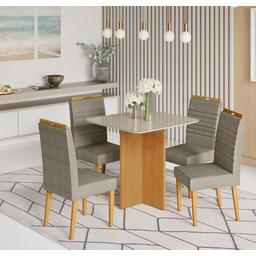 Mesa Robusta 90x90 4 Cadeiras Horizonte Jcm Cinamomo/off - 1