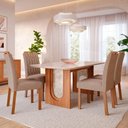 Ver imagem 1 de Conjunto de Mesa de Jantar Tampo de Vidro Off White Valentina 1,30 e 4 Cadeiras Paola Cinamomo/