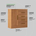 Ver imagem 4 de Cômoda 4 Gavetas 1 Porta com Rodizios Chile Amêndola Touch