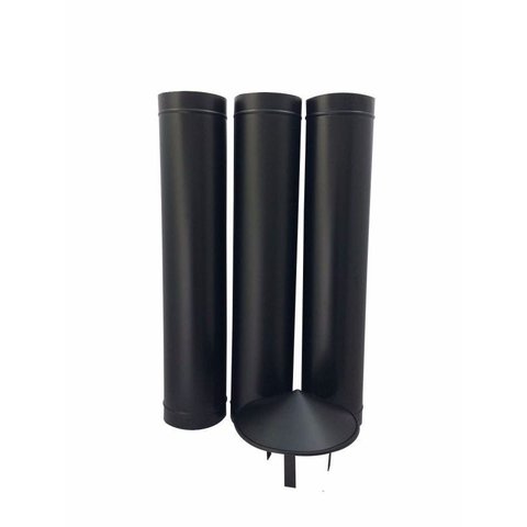 Duto de Ventilação 180mm X 1,80m com Chapéu Chinês Preto – Tubo Exaustor de Ar
