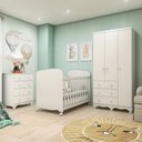 Ver imagem 1 de Quarto de Bebê Completo Junior Uli 3 Portas 7 Gavetas 100% MDF Branco Brilho - Móveis Peroba