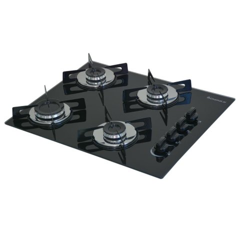 Cooktop Chamalar Bivolt Premium 4 Bocas Ultra Chama Aço e Vidro Temperado Preto