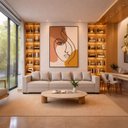 Ver imagem 1 de Quadro Canvas Abstrato Face Linear 60x40cm Mold Preta