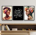 Ver imagem 2 de Kit 3 Quadros Decorativos Preta Preta Pretinha 33x24cm - com Vidro:madeira Preta