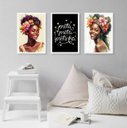 Ver imagem 1 de Kit 3 Quadros Decorativos Preta Preta Pretinha 33x24cm - com Vidro:madeira Preta